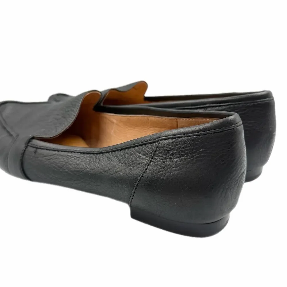 Corso Como Jatiba Black Leather Slip On Pointed Toe Polished Office Flat Loafers